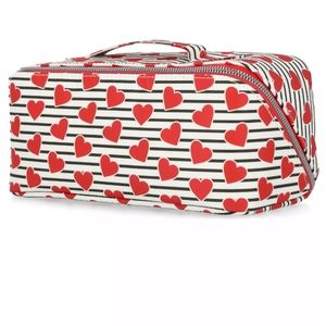 Large Zip Around Travel Case Heart Stripe Print Stella & Max NWT